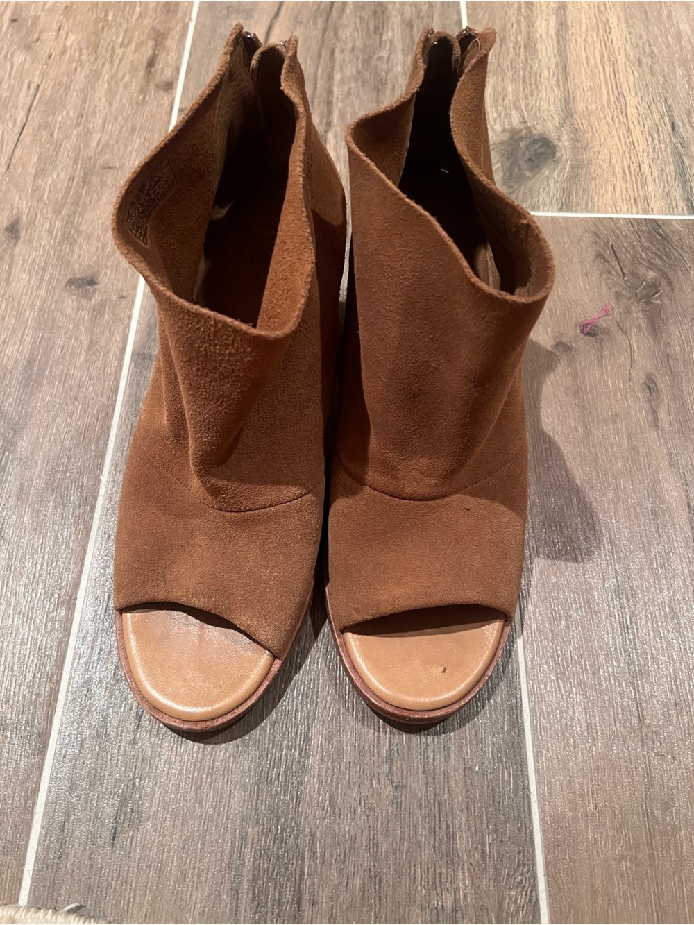 UGG Brown Suede Open-Toe Heeled Ankle Boots